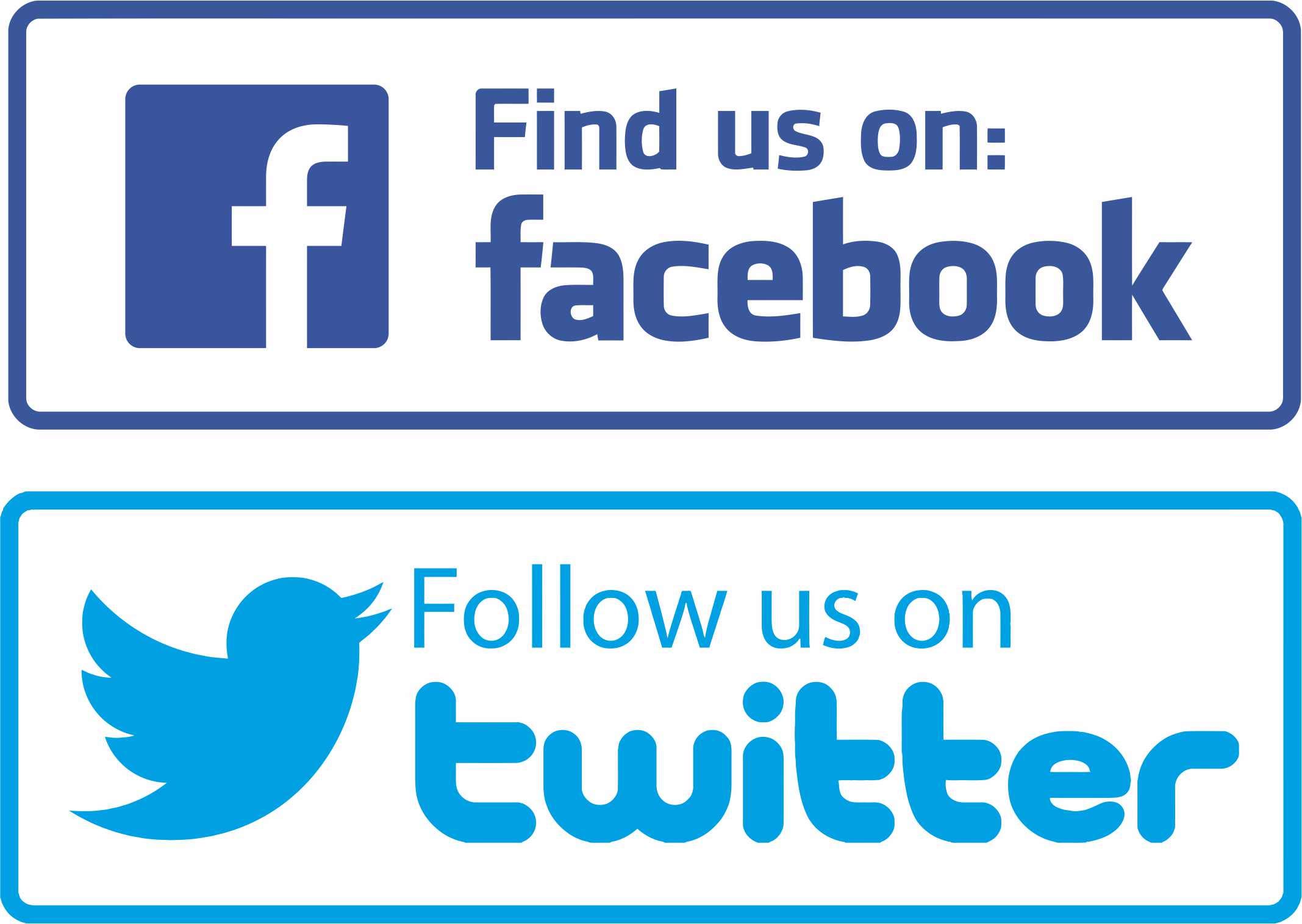 Find us on Facebook & Follow us on Twitter Peel & stick printed stickers - PACK OF 2 - Waterproof