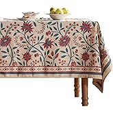 bilin gaier Designer Linen Small Square Red Tablecloth,Vintage William Morris Wrinkle Resistant Floral Table Cloth,Decor Table Cover for Kitchen,Dining,Thanksgiving,Christmas,55"*55"-Dorodango B