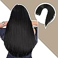 Jerriess Sew in Hair Extensions Real Human hair, Silky Soft &Shiny Double Drawn Weft Hair Extensions human hair, Thick ends&Tangle Free Human hair extensions sew in,100g Straight Natural Black,18 inch