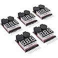 CAMWAY 5PCS 2in1 1-8s Lipo Battery Voltage Tester,RC Low Voltage Buzzer Alarm,Battery Monitor Checker Tester for 1-8s Lipo/Li-ion/LiMn/Li-Fe
