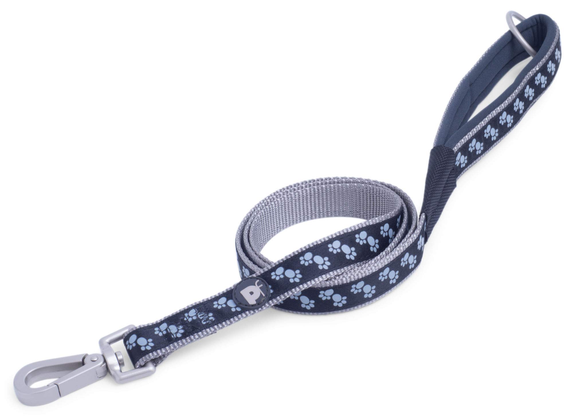 Petface Signature Padded Dog Lead, Medium, Black Paws