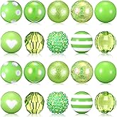 Ferreve 20 Pcs Chunky Bubblegum Beads 20mm Focal Pen Large Rhinestone Pearl Beads for DIY Beadable Pen School Jewelry Making Keychain Craft Making(Fruit Green)