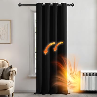 Deconovo Blackout Curtain 55x96 Inch Single Panel Eyelet Thermal Room Door