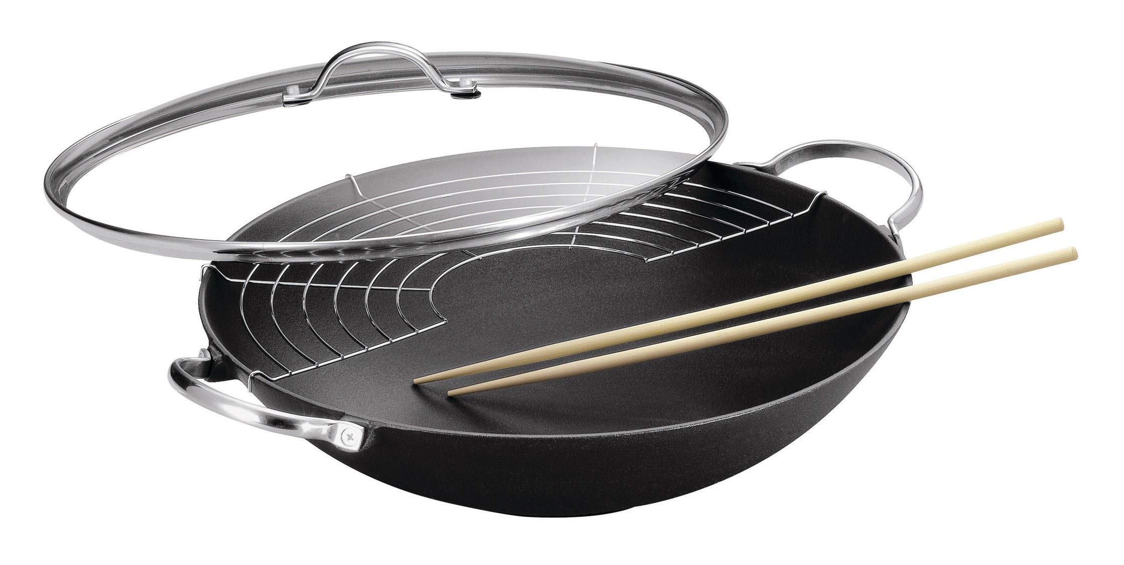 Kuhn Rikon "Jampur" Wok Pan, Cast Iron, Black, 36 cm