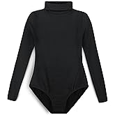 Tegmk Girls' Team Basic Turtleneck Long Sleeve Leotard with Durable Snaps, Front Lining, Zipper Back