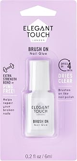 Elegant Touch Brush On Nail Glue Clear 6ml Ultra-Strong Bond in 4 Seconds