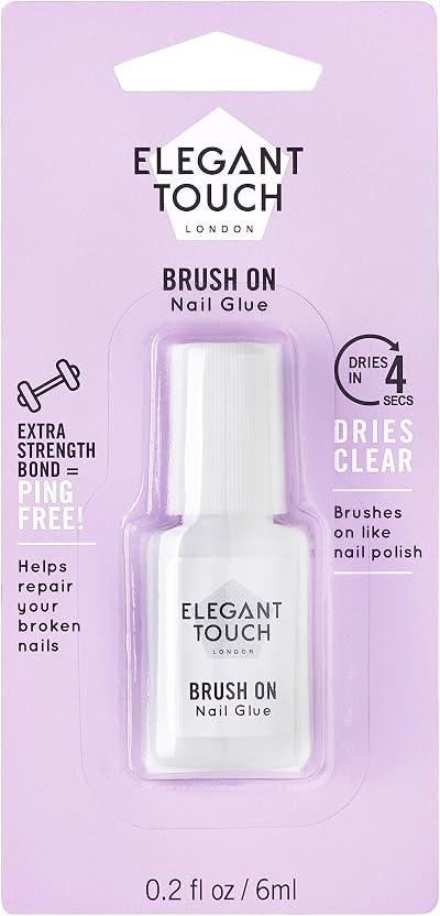 Elegant Touch Brush On Nail Glue Clear 6ml Ultra-Strong Bond in 4 Seconds