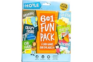 Hoyle 6 in 1 Fun Pack Kids Playing Cards Games Go Fish Crazy 8s Old Maid Slapjack