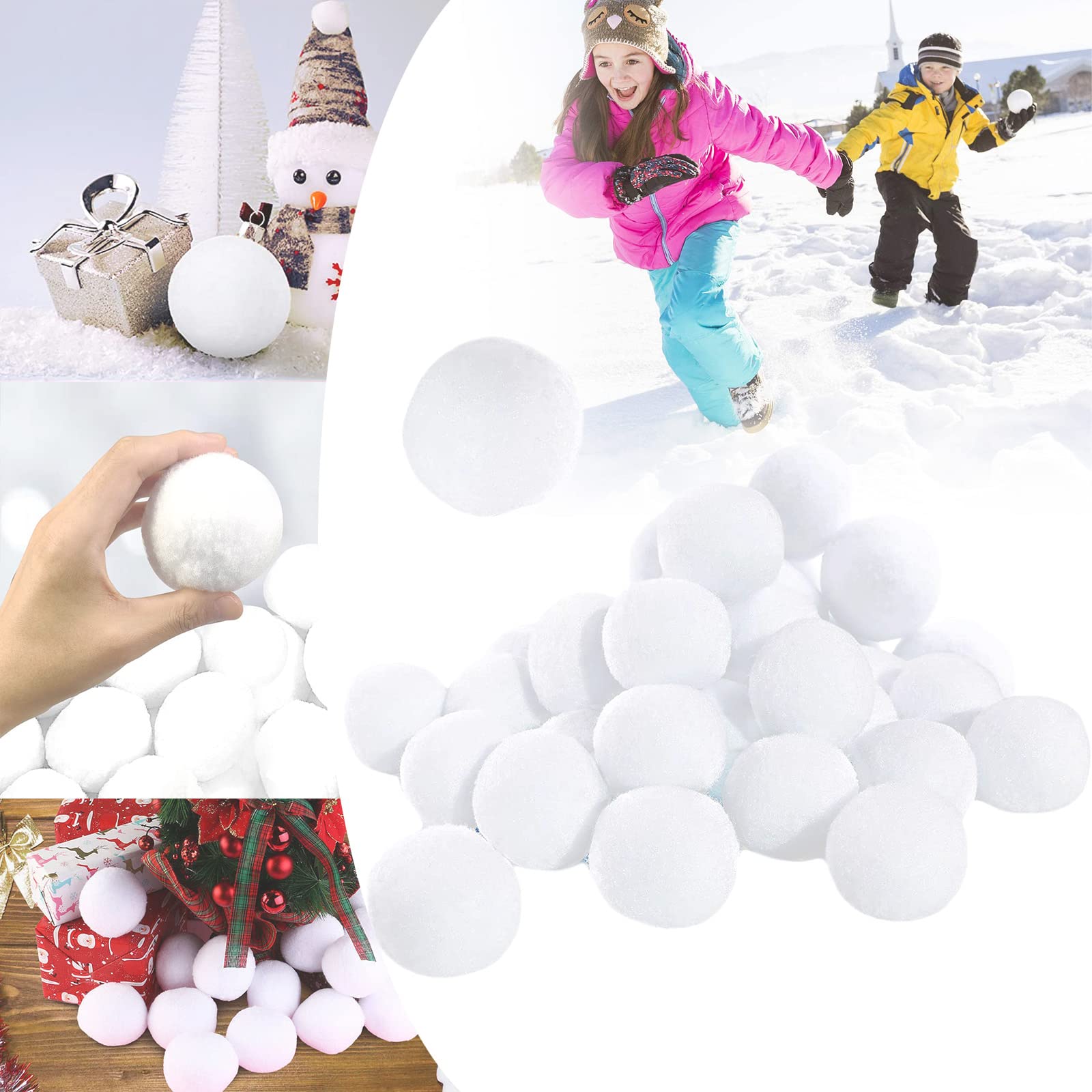 7cm Fake Snowballs White Realistic Artificial Snowballs,25Pcs Fake Snowball for Kids Indoor Snowballs Fight Game,Christmas Tree Decorations Xmas Fake Snow Balls for Children Adult Snowball Throw Games