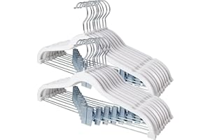 Stormix Pants Hangers, 18 Pack Velvet Skirt Hanger with Clips, Non-Slip Coat Hangers, Heavy-Duty Clothes Hangers for Shorts, Pants, Skirts, Dresses, Jackets, Coat White