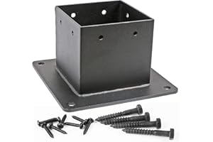 Antsky 4×4"(Actual：3.5×3.5inch) Post Stainless Steel Flange Anchor Base with Screws for Deck Railing，Black Finish (1 Pack)