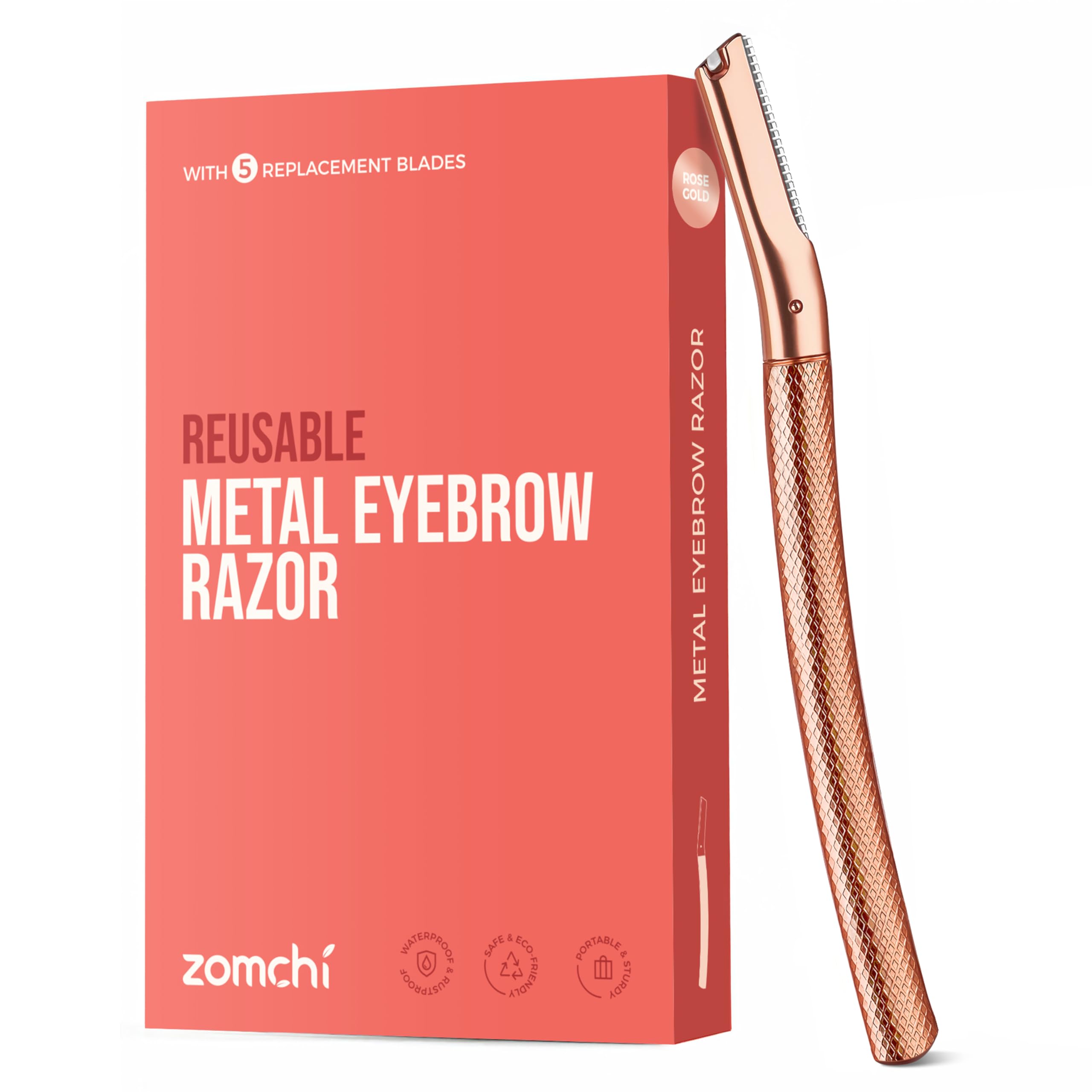 ZOMCHI Dermaplaning Tool for Face, Eyebrow Trimmer Shaper with Precision Cover,Rose Gold