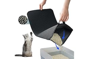 PETKARAY Cat Litter Mat, Litter Box Mat with Hidden Handle, Upgraded Anti-Slip Back Layer, Large Scatter Control and Urine-Proof Litter Trapping Mat for Kitty