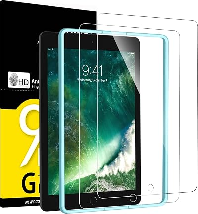 NEW'C Tempered Glass Screen Protector for iPad 9.7 2018/2017 6th/5th Gen