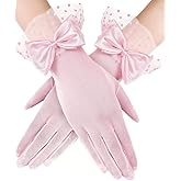 DPWOUM Women Lace Gloves Wedding Tea Party Gloves Bow Short Mitten Elegant Accessories for 1920s Opera Funeral