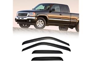 CMVT Auto Window Visors for 1999-2006 GMC Sierra/Chevrolet(Chevy) Silverado 1500/2500/3500 HD, Rain Guards Shield Vent Shade Deflector Dark Smoke 2007 Classic for Extended Cab, Tape-On, 4PCS