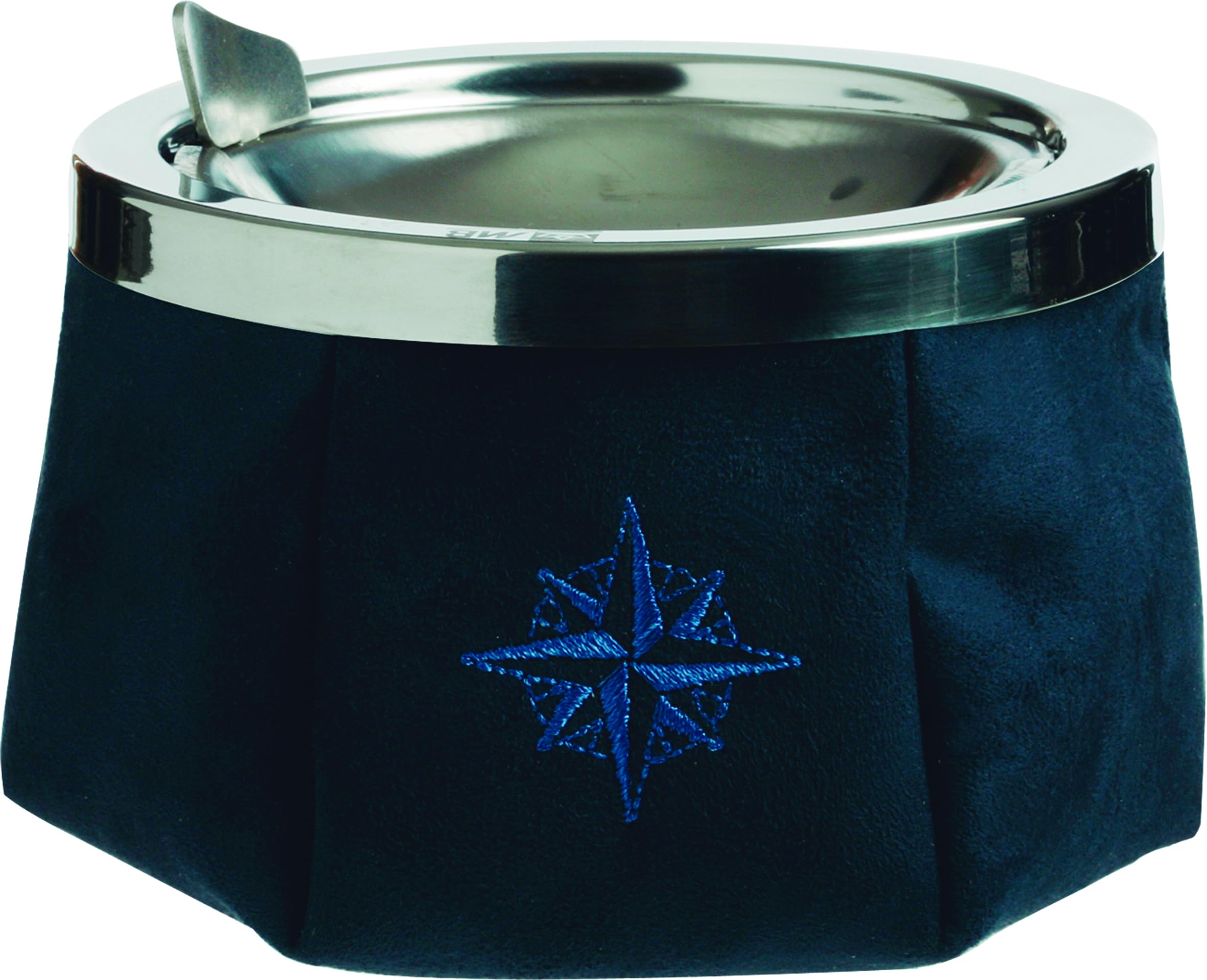 Marine Business Windproof Ashtray-Heavy - Simil Suede Blue Navy With Elegant Design