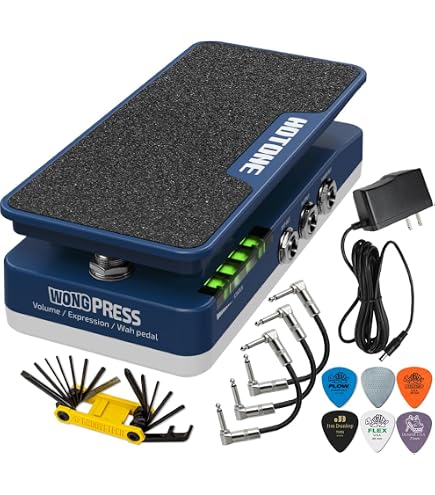 HOTONE Cory Wong SP-21 Signature Press Pedal 4 in 1 Switchable Wah, Active Volume & Passive Expression Effects, Position Light, with Tonebird Power Supply, Patch, Tool, Dunlop Picks Bundle