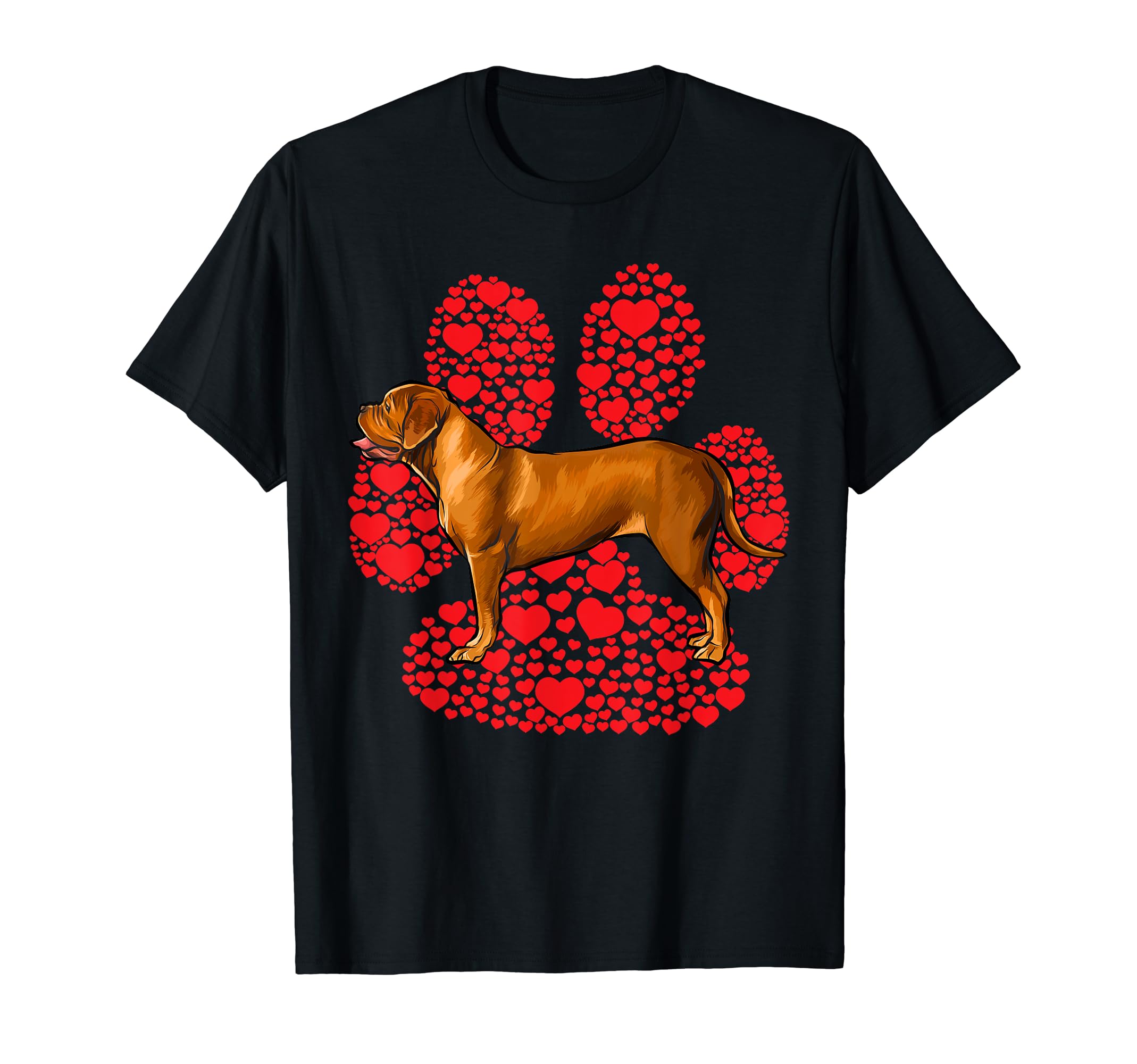 Dogues de Bordeaux Valentines Day Dog Love Paw T-Shirt