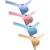 iKingsky Men's Cotton Thong Underwear Sexy Big Pouch T-Back Panties