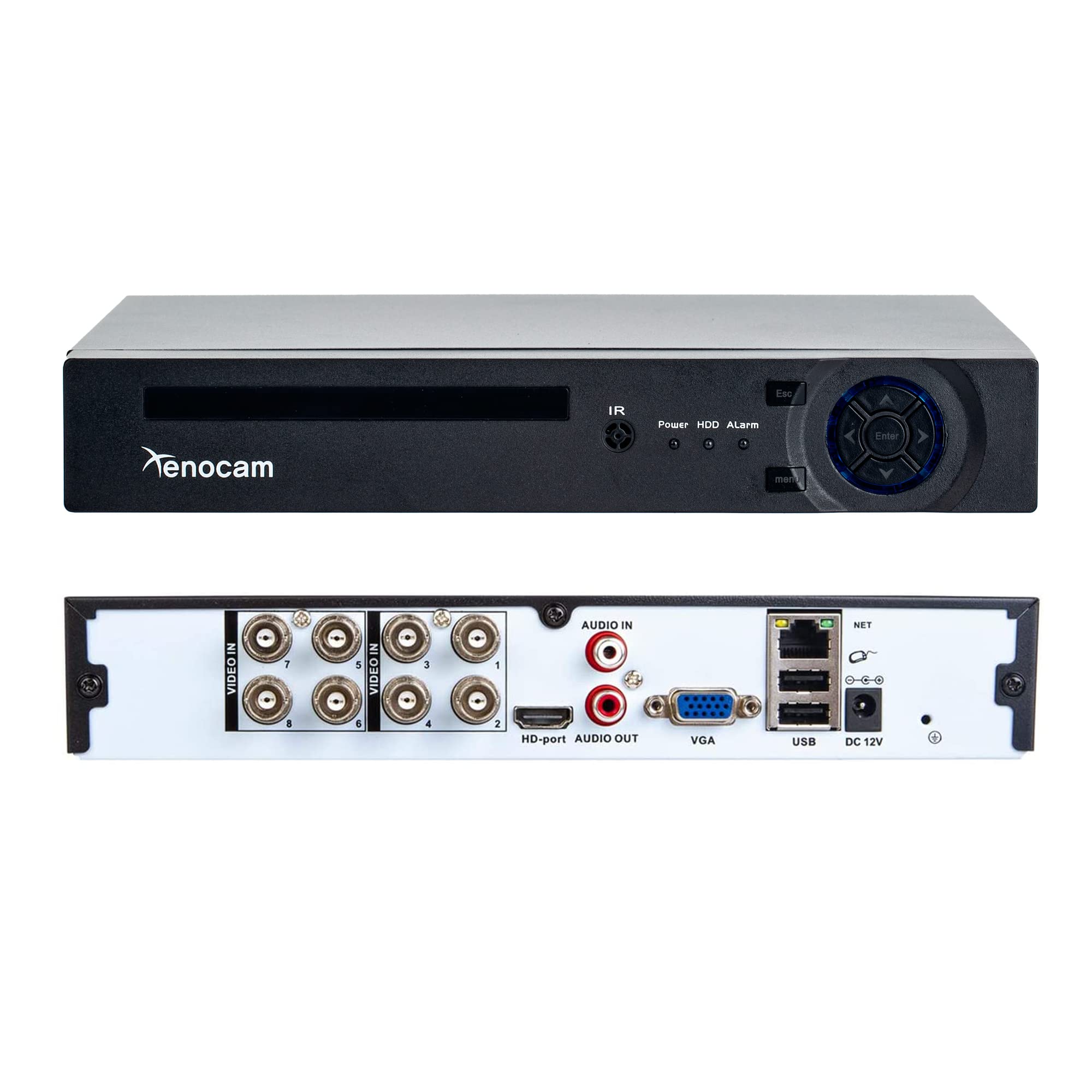 Xenocam 8CH 1080N Hybrid 5-in-1 AHD DVR (1080P NVR+1080N AHD+960H Analog+TVI+CVI) Standalone DVR CCTV Surveillance Security System Video Recorder Motion Detection HDD & Cameras not Included