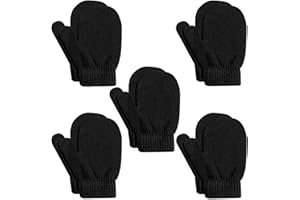 ONESING 5 Pair Toddler Mittens Black Baby Winter Gloves for Girls Boys - Warm Newborn Gloves