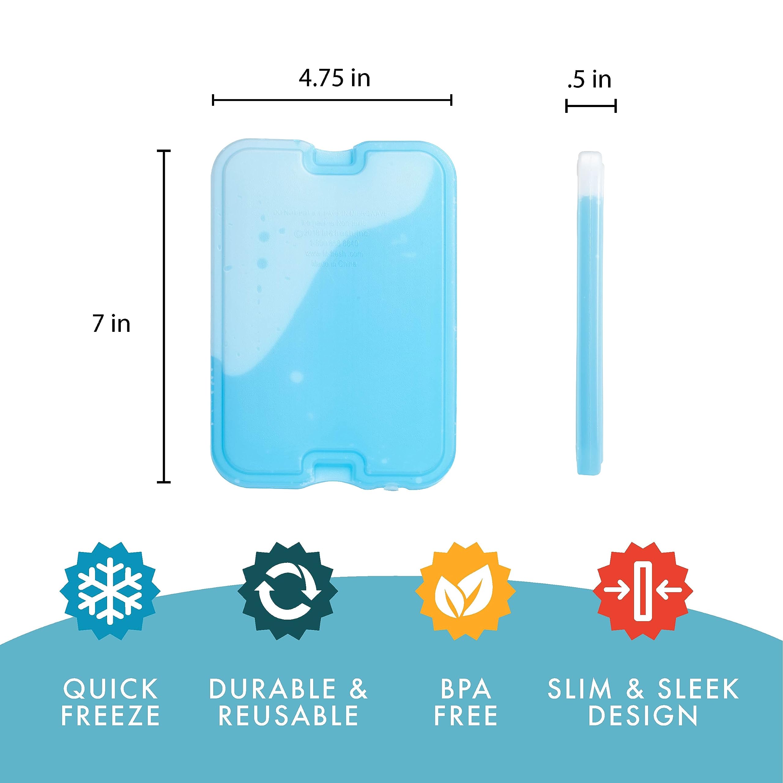 Cool Coolers by Fit + Fresh Slim Compact Reusable XL Ice Pack, Perfect for Lunch Boxes, Coolers, and Beach Bags