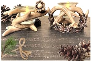 BESTGIFTEVER Rustic Entwined Antlers Votive Candle Holders (Set of 2) - Cabin Wildlife Style Décor Accent Figurines