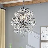 Bestier Black Modern Pendant Chandelier Crystal Raindrop Lighting Ceiling Light Fixture Lamp for Dining Room Bathroom Bedroom