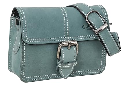 Gusti Leder studio Sarah Leather Shoulder Cross-Body Bumbag Belt Pouch Pocket Everyday Party Festival Small Vintage Unisex Turquoise Blue 2H17-22-12