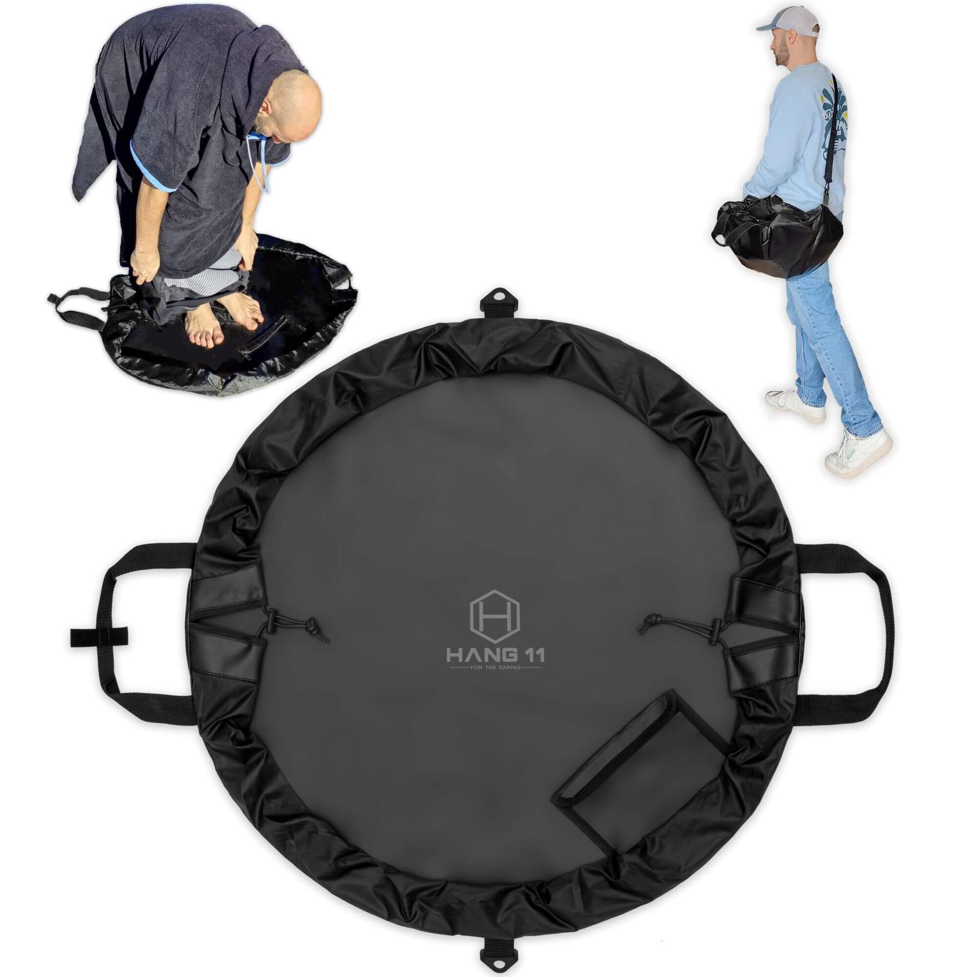 Photo 1 of (USED/FAIR) Hang 11 Wetsuit Changing Mat Bag - Surf Changing Mat with Shoulder Strap, Wetsuit Bag Waterproof, Keeps your Wet Suit & Car Clean, Surf Change Gear, Surfing Accessories, Surfing Gifts (Black)