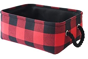 INough Red Christmas Baskets for Gifts Empty Red Gift Bag, Holiday Gift Baskets Empty Low Basket Buffalo Plaid Toy Bins Ornaments Storage Organizer for Baby Room, Kids Nursery, Home Holiday Decor