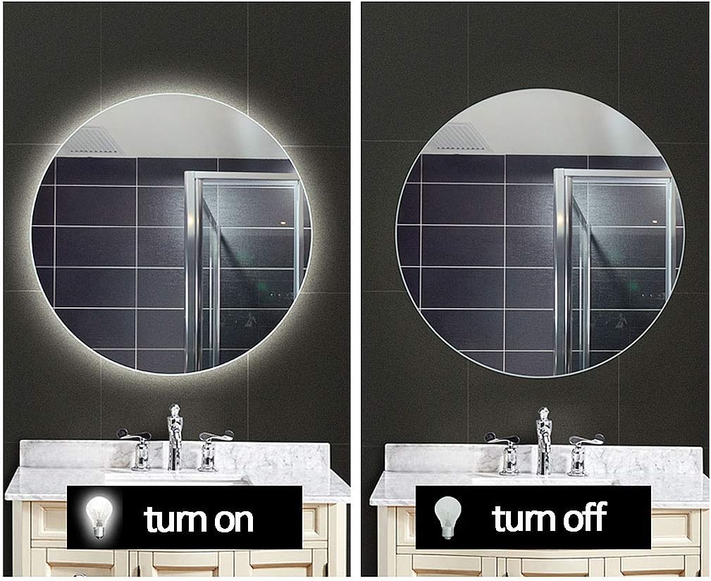 Baño Espejo de baño Redondo sin Marco de 20 Pulgadas de diámetro Espejo