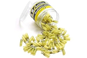 100PCS Heat Shrink Ring Connectors #10 Yellow 12-10 AWG, Sopoby Heat Shrink Connectors Electrical Connectors, Automotive Marine Crimp Ring Connectors