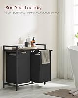 VASAGLE 2 Compartments Laundry Basket with Shelves Brown/Black Oxford Cloth view 3