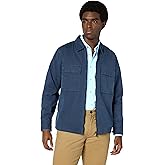 BOSS Mens Twill Cargo Pocket Zip Up Overshirt
