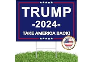 TGOOD Trump 2024 Yard Sign,Donald Trump Yard Signs 18" X 12" Double Sided Fade Resistant,Take America Back Trump Merchandise Supports Voted for Elections Decor Outdoor Garden Party Supplies w/Metal H Stakes