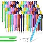 Meanplan 100 Pcs Ballpoint Pens Bulk Retractable Black Ink Pens 1mm Colorful Aesthetic Writing Supply for Journaling Note Home Business Office College Supplies, 5.7 x 0.4 Inch(Colorful,Simple Style)