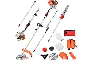 Gas Powered Hedge Trimmer 41.5cc Gas Weed Wacker 5 in 1 Weed Eater Gas Powered Multi Functional Garden Trimming Tools Gas Wee