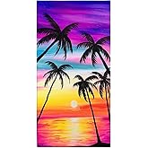 Rstick Coconut Palm Tree Beach Towel Oversized 36"x72" Quick Dry Sand-Free Colorful Sunset Beach Towels Soft Lightweight Microfiber Towels for Swim Pool Camping Travel