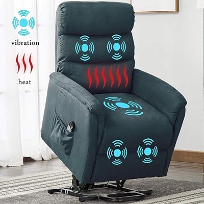 Electric Power Lift Recliner Chair with Massage and Heat, Blue