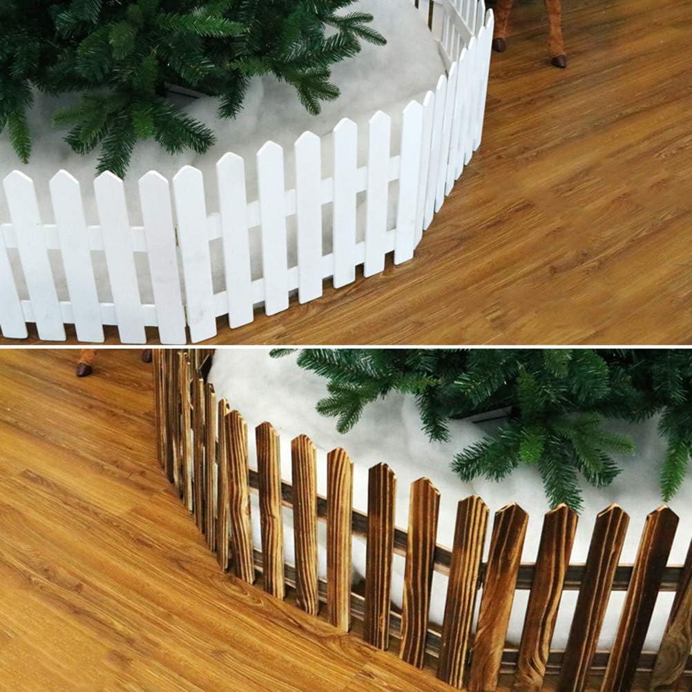 Decorative Wooden Picket Fence, Christmas Tree Fence Home Garden Xmas