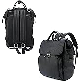 Citi Collective Explorer Black Diaper Bag Backpack - Vegan Leather Diaper Bag with Shoulder Strap, Insulated Bottle Pockets, Changing Pad, Stroller Clip- Versatile Diaper Bag for Baby