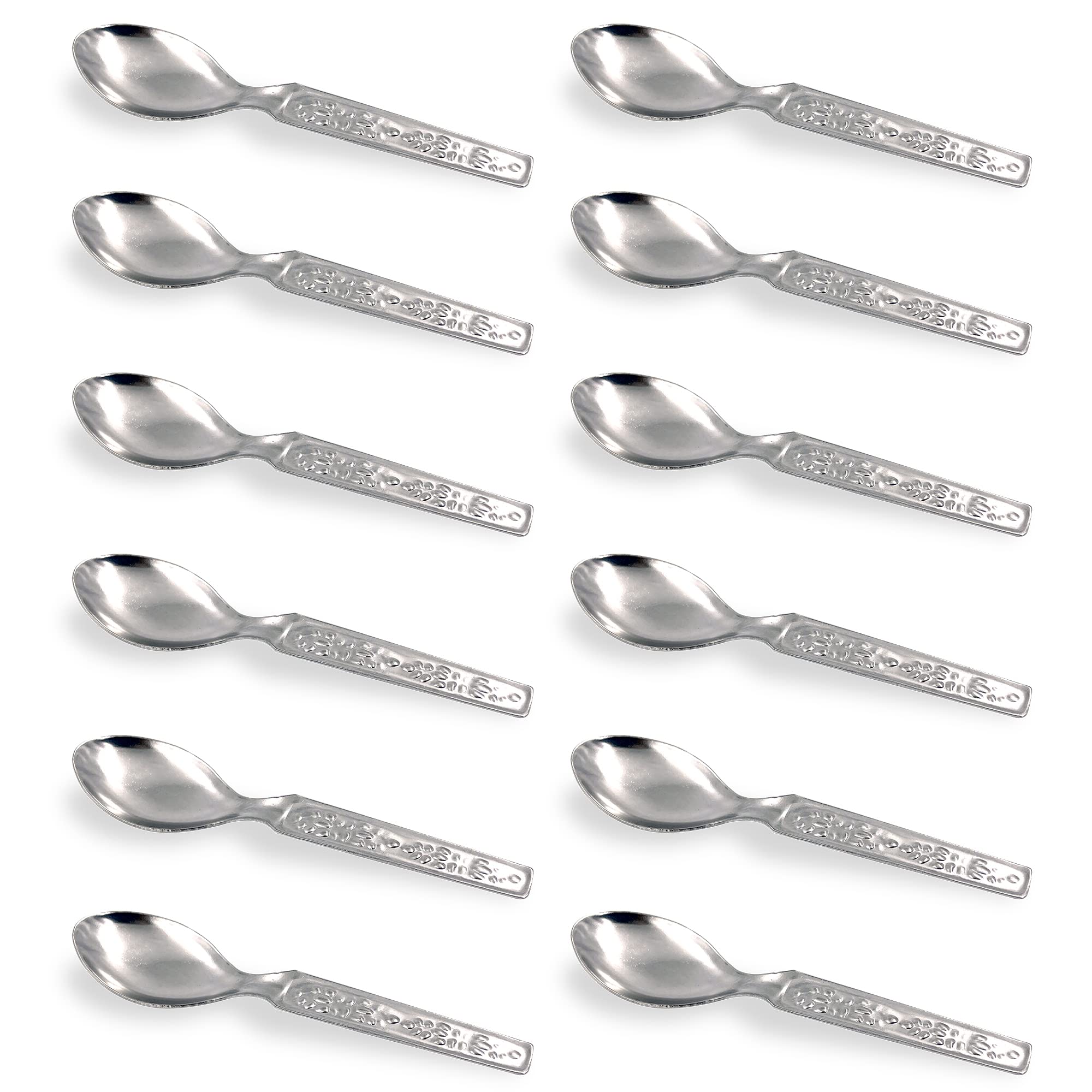 KSJONE Stainless Steel Masala Spoons for Small Containers Mini Spoon for Masala Dabba Spices Spoons, All Tea Coffee Sugar & Spices 10 cm (12 Pcs)