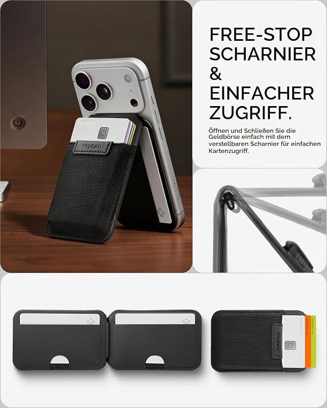 Slim Fold MagFit MagSafe Wallet für Handy [bis zu 12 Karten/Free-Stop] Elastischer MagSafe Kartenhalter mit Stand für iPhone 17e 17 16 15 14 Pro Max Air & PixelSnap Hüllen für Pixel 10-Serie