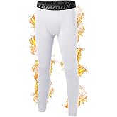 Roadbox Youth Boys' Thermal Compression Pants, Fleece Lind Base Layer Sports Leggings, Athletic Tights for Cold Weather