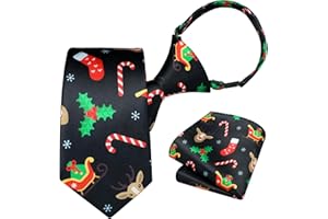 Enlision Boys Christmas Ties Holiday Xmas Kids Tie and Pocket Square Set Pre-tied Adjustable Neckties for Boys Festival Party