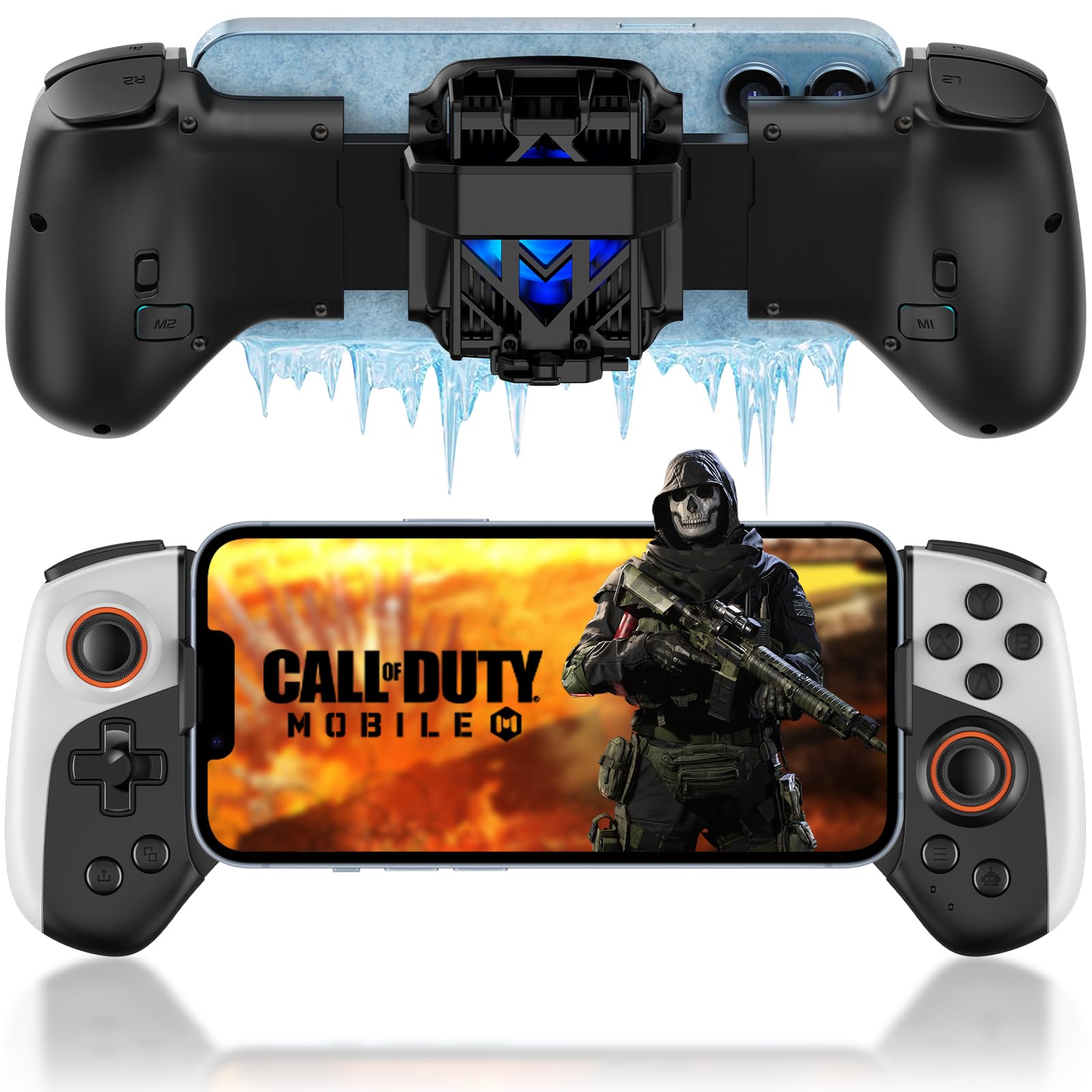 Joso Phone Controller for iPhone/Android with Phone Case Support, Mobile Gaming Controller with Cooler for iPhone 16/15/14, Galaxy S24/S23/S22 - Universal Fit, Customizable Buttons, Turbo