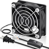 GDSTIME 60mm x 25mm EC Axial Cooling Fan, 110V 120V AC, Dual Ball Bearing | 60x60x25mm, 80-240V Wide, ON/OFF Switch, Brushless Motor, High Efficiency, for Stereo Amp, Fridge Circulation, DIY Projects