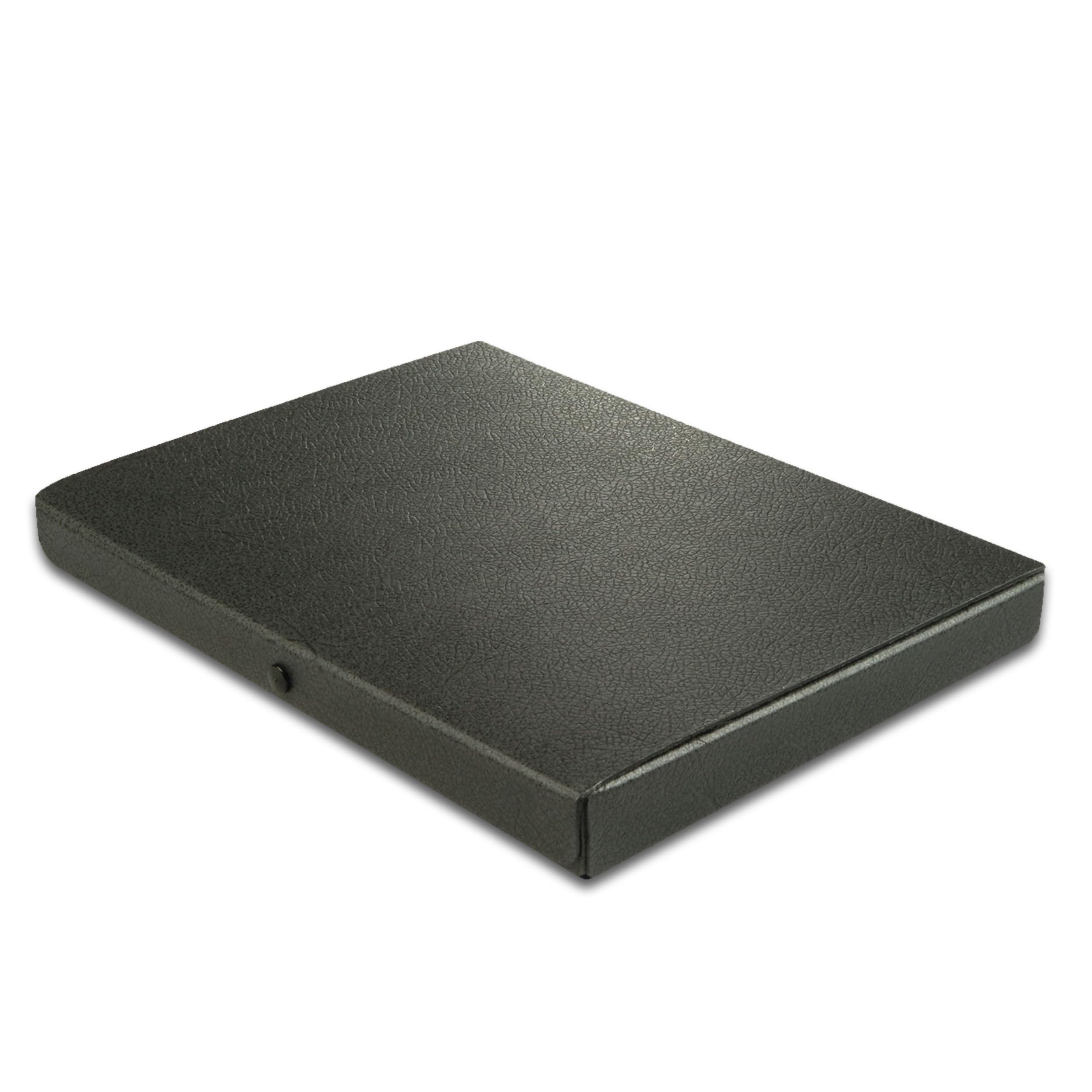 Elba 400000992 Box File with Push Button Fastening 1 cm for Approx 80 DIN A4 Pages 3 Flaps Label Black Capacity: 3 cm, for Approx. 280 DIN A4 Pages Black — image 1